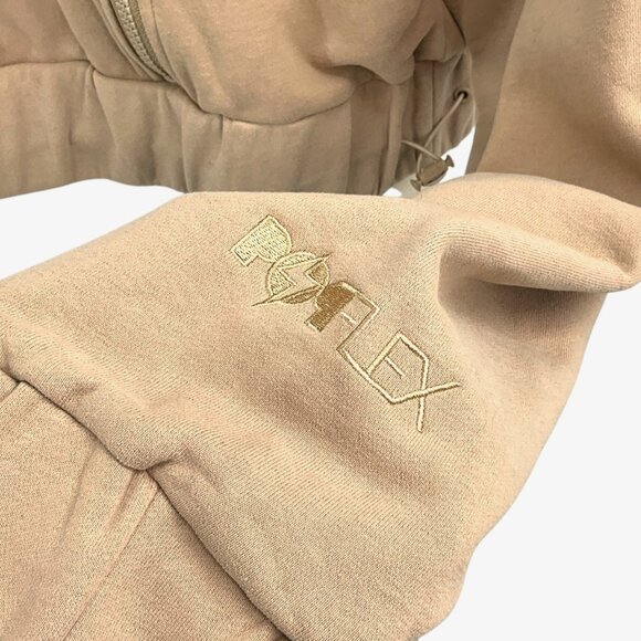 PopFlex Half Zip Warm Up Hoodie Latte Oversized Sweatshirt Size Medium M - Picture 5 of 11